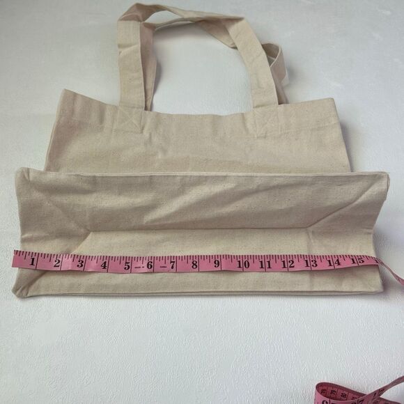 Tory Burch Natural Canvas Logo Tote Bag | Minimalist Eco-Chic Shopper - Picture 6 of 8